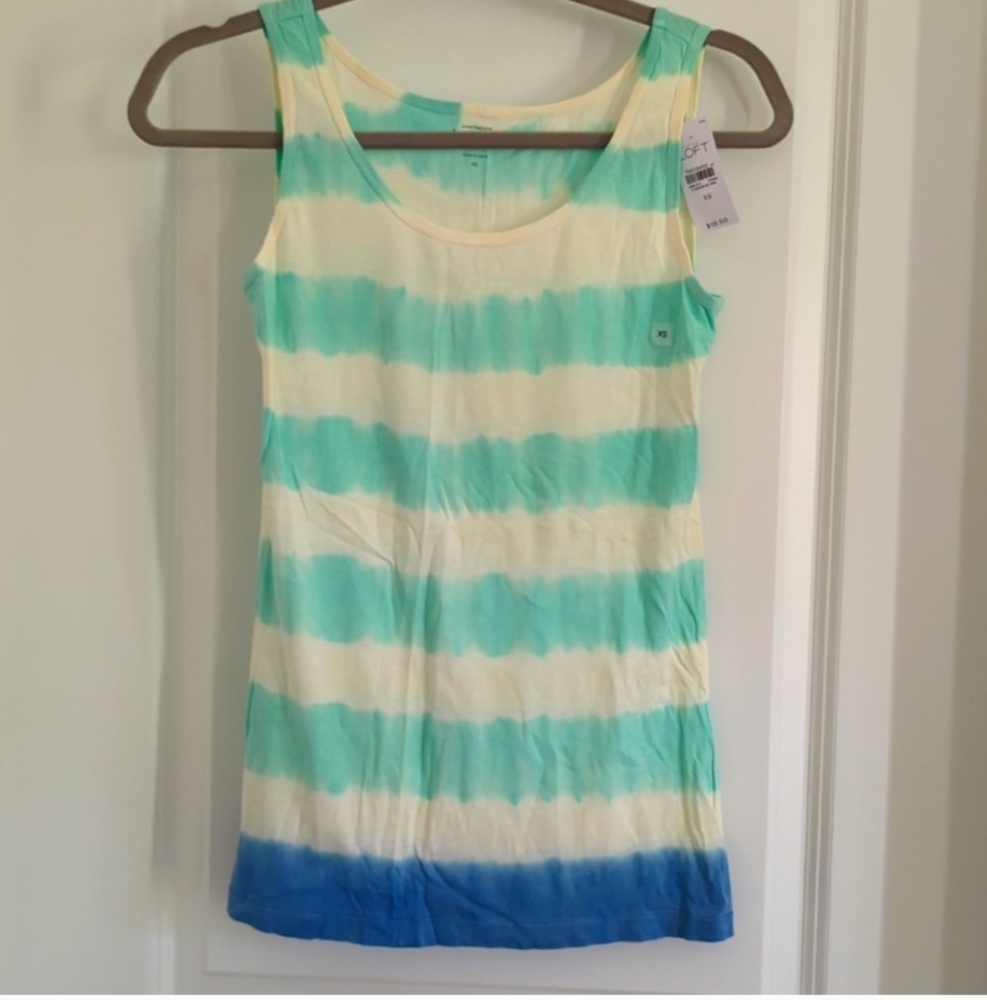 LOFT Tie-Dye Tank Top - Mint, Cream, and Navy
